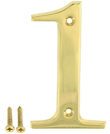 ZW Hardware A100 4 Inch(100mm) Bright Brass House Number 1