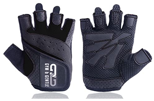 Gym & Gentle Fitness Handschuhe Damen/Herren - Trainingshandschuhe/Handgelenkstütze -Krafttraining/Bodybuilding/Crossfit (Schwarz, M)