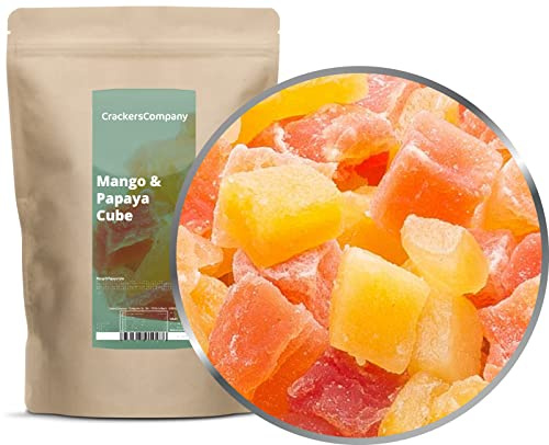 1 x 600g Mango & Papaya gehackt gewürfelt kandiert für Joghurt Quark Müsli sehr fettarm salzfrei vegetarisch vegan glutenfrei laktosefrei 100 % Premium