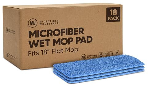 Almohadilla de microfibra para fregona húmeda de 18 pulgadas | 3 paquetes, 18 paquetes o 108 fundas