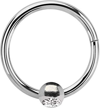 Titan Piercing Ring BCR, Clicker 1,0 x 7 mm mit 3 mm Steinkugel in klar