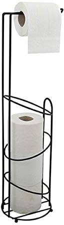 MSV Toilettenpapierhalter Holly Stehend BxHxT: 15x62x15cm freistehender Papierrollenhalter Edler Rollenhalter für WC-Rollen als Ersatzrollenhalter Schwarz matt