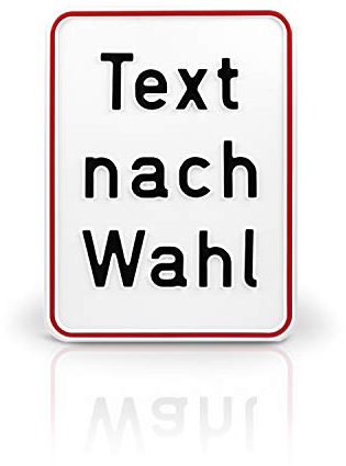 Betriebsausstattung24® Individuell gefertigtes Schild in Hochformat mit Wunschtext | Geprägt | Text nach Wahl | Aluminiumschild | Weiß - Schwarz/rot | Ecken abgerundet | Größe: 15,0 x 20,0 cm