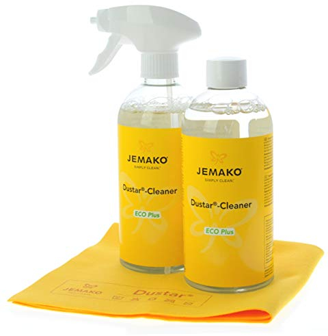 Jemako Staub-Set - Dustar Cleaner 1 Liter (2 Flaschen á 500ml) - inkl. Dustar-Tuch, 35 x 40 cm - Sprühpumpe & Sinland Feinmaschiges-Wäschenetz