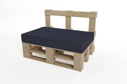 chilly pilley Palettenkissen Wasserdicht Keder Naht Palettenauflage Wasserfest Gartenkissen Wasserabweisend Palettenpolster Abnehmbar mit Reißverschluss Sofaskissen (Sitzkissen 120x80x15, Dunkelblau)
