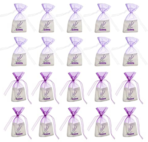 Wakauto 20 Stück Lavendelsäckchen Leere Lavendel Duftsäckchen Lavendelbeutel Lila Lavendelbeutel Duftsäckchen Kleiderschrank Echter lavendel getrocknet lavendelsäckchen greenleaf duft