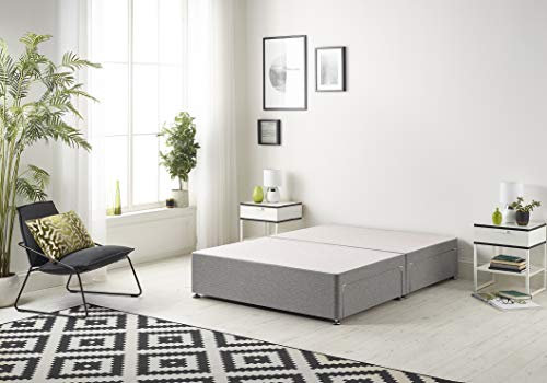 Bed Centre Tweed Gray Flexby Divan Bed Base - Headboard And Storage Drawer Single, Small Double, Double, King and Super King Size Double, Divan Base Only