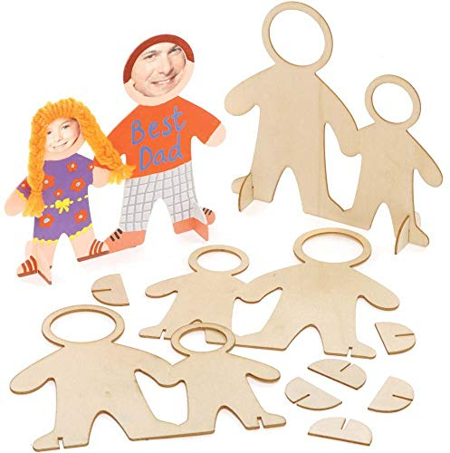 Baker Ross FE523 Bilderrahmen aus Holz in Menschenform zum Selbergestalten und Aufstellen für Kinder, 4 Stück