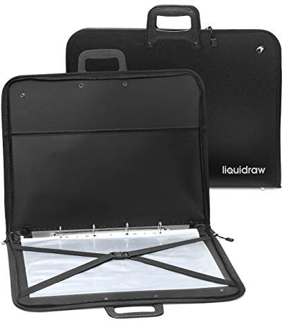 Liquidraw A2 Art Portfolio Case Folder, Art Carry Bag with 10 Sleeves Shoulder Strap Ring Binder Water Resistant Portfolio Bag Folder for Adults, Artists, Designers, Drawing Storage