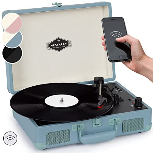 Auna Tocadiscos de Vinilo Vintage Con Altavoces Estéreo, Reproductor Retro Con Bluetooth, Potente Sistema de Sonido, Giradiscos Portátil Para Casa