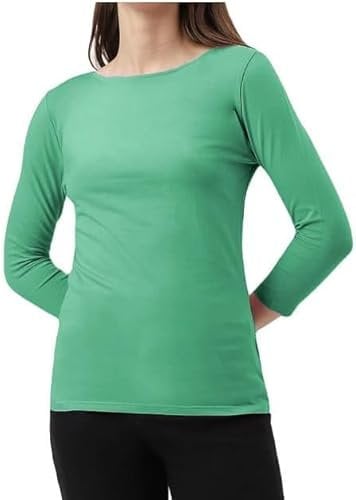 R&N FASHIONS Woman's Long Sleeve Round Neck T-Shirt Top - Stylish and Versatile - Casual Wear - Relaxed Fit - Everyday Comfort - Perfect Wardrobe Essential for All Seasons (Jet Green, 10, Numeric_10)