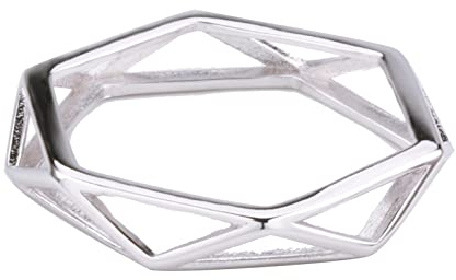 Silberringe für Frauen und Männer Kreative Liebhaber Schmuck Stereoskopisches 3D Design Cool Six Star Rhombus Doppelpaar Ring 12