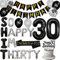 Cheereveal 30. Geburtstag Dekoration Schwarz und Silber So Happy I'm Thirty Lustige 30. Geburtstag Luftballons für Männer Frauen Talk Thirty to Me Schärpe Zahl 30 Folienballon Glitzer Tortenaufsatz