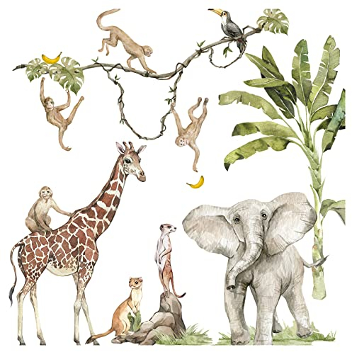 Grandora Wandtattoo Safari Tiere Wandsticker Kinderzimmer Wanddeko DL803-4