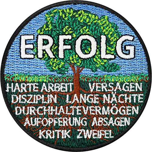 Motivation Aufnäher/Aufbügler Inspiration Aufkleber gestickt | Erfolg - Harte Arbeit, Versagen, Disziplin, Lange Nächte, Kritik | Punkte zum Erfolg Einzelunternehmen Bügelbilder Fitness - 80x80mm