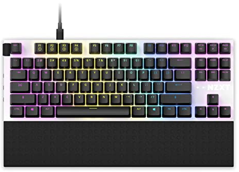 NZXT Function TKL 2022 Mechanische PC Gaming Tastatur - beleuchtet - lineare RGB Schalter - MX kompatible Schalter - Hot Swap - Aluminium Cover - Mechanical Gaming Keyboard | DE (QWERTZ) Weiß