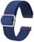 BISONSTRAP Nylon Uhrenarmband 20mm, Verstellbare Geflochtene Uhrenarmbänder für Herren und Damen, Blau/Silber Schließe