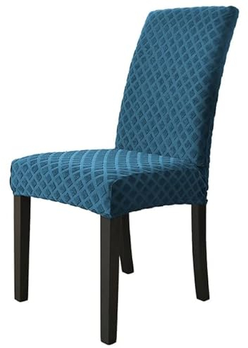 CILUA Jacquard-Florschlaufe Esszimmerstuhlhusse Spandex-Schonbezug für Stühle Küche Esszimmer Elastische Stretch -Stuhlhusse-Petrol,2St