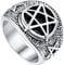 U7 Edelstahl Pentagramm Ringe Ringe für Männer Großer Ring Hip Hop Street Style Fingerring Satanic Luzifer Ring Modeschmuck für Vatertag Halloween(Ring Größe 62)