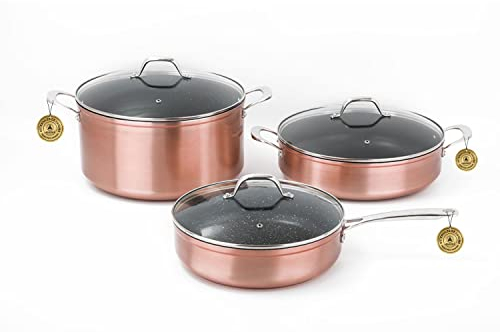 Laguiole - Set 6 pièces SIMONE cuivre anti-adhésif Greblon C2 induction