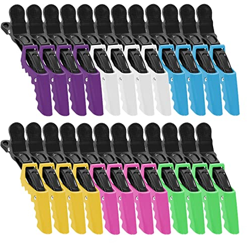 24 Pezzi Fermagli per Parrucchiere, Coccodrillo Capelli Clip, Pinze per Capelli Professionali Antiscivolo per Parrucchieri, Styling (Colore2)