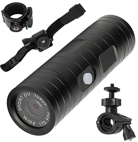 Telecamera per Casco Moto da Bici con Supporto a 360 Gradi, 1080P 8Mp 170 Gradi Grandangolare Impermeabile Mini Videocamera Sportiva, per Moto da Bici