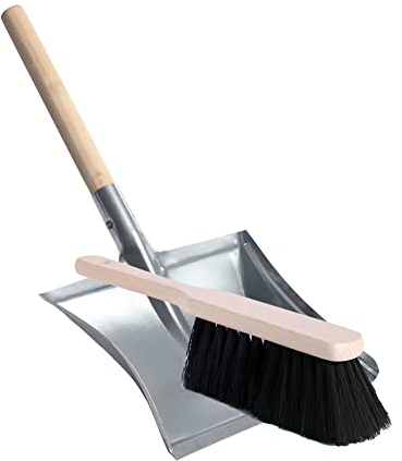 Garronda Kehrschaufel Set Kehrgarnitur aus Metall und Synthetik Handfeger mit kurzem Griff Kehrblech Kehrbesen für Haushalt nützliches Set Handfeger und Schaufel GD-0010 (Schwarz)