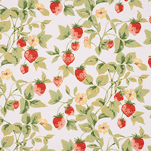 SCHÖNER LEBEN. Dekostoff Baumwollstoff Köper Gariguette Erdbeeren rot grün 160cm