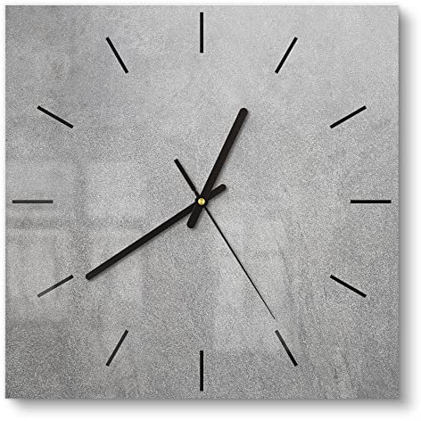 DEQORI Glasuhr | 30x30 cm | Motiv Verputzte Steinmauer | ausgefallene leise Design Uhr aus Glas | Wanduhr für Wohnzimmer & Küche | moderne Hingucker Uhr für die Wand