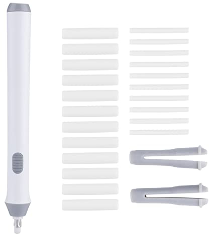 Elektrischer Radiergummi, Batteriebetriebener Radiergummi, Elektrischer Bleistift-Radiergummi, Automatischer Bleistift-Radiergummi, mit 22 Radiergummi-Minen, Weiß