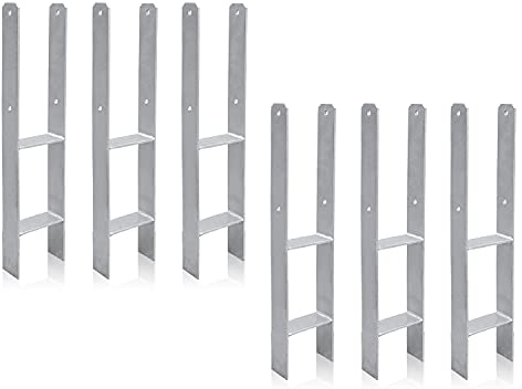 Daromigo H-Anker 6 Stück Pfostenträger zum Einbetoniere Länge 600mm Tiefe 111mm H-Pfostenanker Stahl Ausbauanker für Autohaus, Pfahlhaus, Wildturm