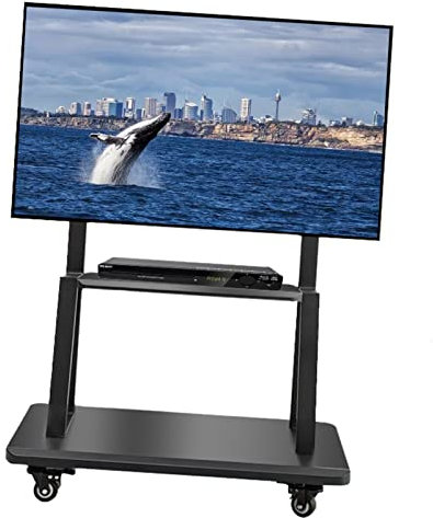 GGZONE Chariot de télévision Roulant inclinable à Usage intensif sur Roues, 32 40 50 55 60 65 70 75 Pouces, Support d'affichage de télévision Mobile Universel pour la Maison, l'école hôtelière,