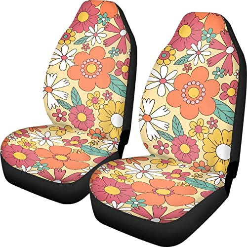 Belidome Bunte Blumen Hippie Sitzbezüge Fahrzeug Eimer Sitzschutz Kissen Pads, Einheitsgröße