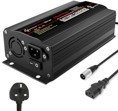 MOUDENSKAY 24V 5A Smart Automatic Battery Charger,Portable Battery Maintainer 24v battery charger for Car Boat Lawn Mower Marine Scooter Wheelchair Motorcycle eBike (Black)