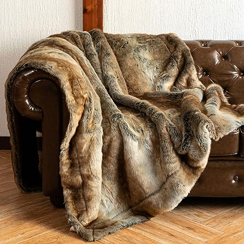 AMZZHAO Fellimitat Decke,Faux fur Blanket,Lang Plüsch Wolldecke,Sofadecke,Deko Kuscheldecke Fell Flauschig,Tagesdecke,150 x 200 cm/59,06 x 78,74 Zoll,Gewicht: ca. 3,2 kg