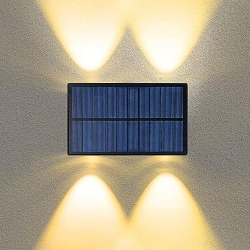 damastoreitalia Universo Applique led da esterno con pannello solare ip65 lampada a parete doppia luce (Solare - 4 led - luce calda) (ES64)