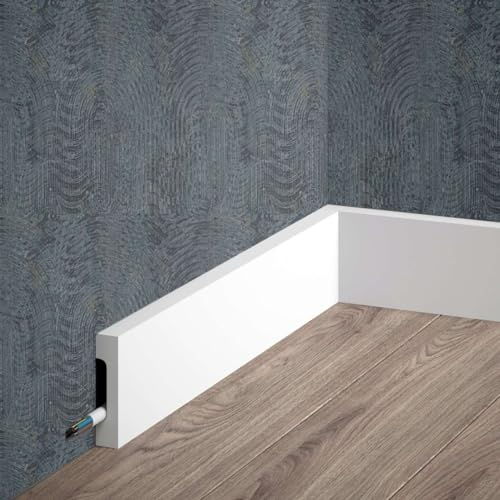 PROVISTON | Plinthe en plastique | Polystyrène | 16 x 70 x 2000 mm | Blanc | Plinthe | Plinthe