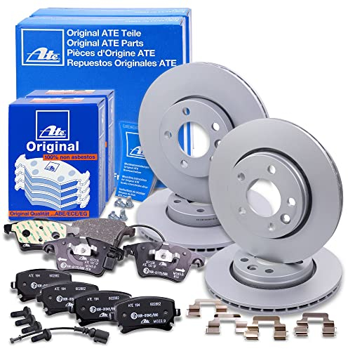 ATE Bremsenset inkl. Bremsscheiben vorne Ø 308 mm belüftet + hinten Ø 294 mm belüftet und Bremsbelägevorne + hinten und Warnkontakt Kompatibel mit VW CALIFORNIA Camper, MULTIVAN, TRANSPORTER T5 + T6