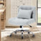 WOLMICS Bürostuhl ergonomisch Schreibtischstuhl mit Lendenkissen Schneidersitz Stuhl aus Linen Bürostuhl ohne Armlehnen Drehstuhl für Mädchen,Schminkstuhl 160KG Belastbarkeit