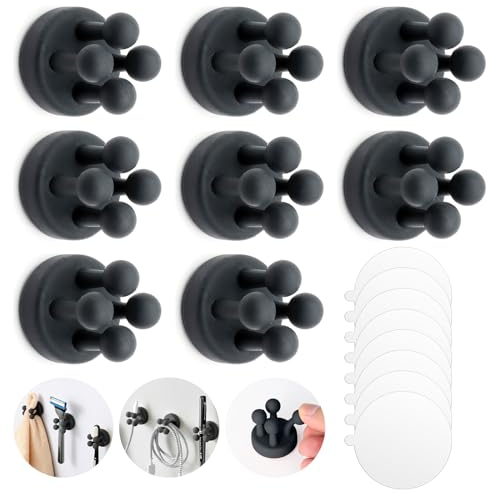 SPOKKI 8 Stück Silikon Zahnbürstenhalter, Rasierer Halterung Dusche, Zahnbürstenhalter Wand, Rasiererhalter Multifunktionshaken Dusche Ohne Bohren Wasserdicht für Aufhängen Bad Küche Wohnzimmer Büro