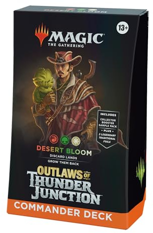 The Gathering – Outlaws of Thunder Junction Commander-Deck – Desert Bloom (Deck mit 100 Karten, Sammler-Booster-Probepackung mit 2 Karten und Zubehör) (englische Version)