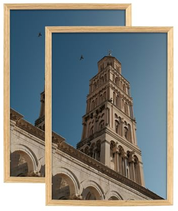 Atryinous Bilderrahmen A5 15X21cm Holz Rahmen mit Acrylglas Aufhängen/Stellen für Fotos/Plakate/Collagen Photo-Eiche 2er set