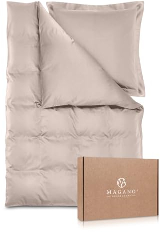 Magano® Luxus Bettwäsche 200x220 Taupe | Bambus & Baumwolle Satin | 400 TC Premiumqualität | Hypoallergen & Klimaregulierend | Deckenbezug 200x220 cm + 2X Kissenbezug 80x80 cm | Beige