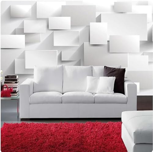 Papier Peint Intissé Papier Peint Photo En Brique Blanche Papier Peint Artistique Minimaliste Moderne Décoration De Salon Et De Maison 250Cm(W)*175Cm(H)