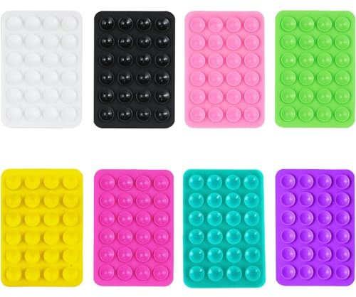 8 PCS Phone Suction Pad, Suction Phone Holder, Phone Sticky Pad Grip, Phone Suction Pad, Sticky Phone Case for Wall, Multipurpose Suction Phone Case for Shower Mirror Car Selfies (8 colors)