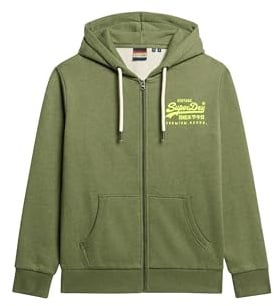 Superdry Herren Neon Vintage Kapuzenjacke mit Logo-Grafik Thrift Olivgrün Meliert L