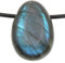 Véritable pendentif en labradorite en forme de goutte avec ruban en coton ciré - Pierre de tambour percée - Fermeture rotative en acier inoxydable