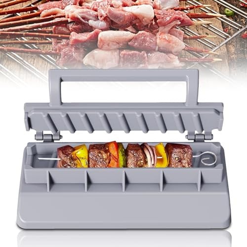 Kebab Machine, Reusable Kebab Maker, Manual Doner Kebab Machine, Abs Barbecue Skewer Kebab Maker for Handmade Kebab Barbecue Party, Patio Outdoor Grilling Gadgets (5.0x11.4x3.5in) (Grey)
