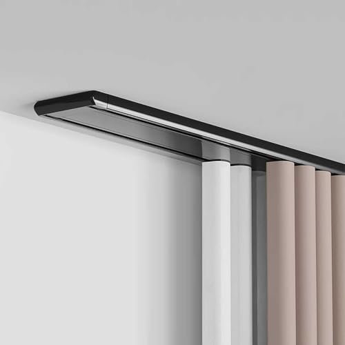 Bcofo Tringle à rideaux silencieuse à rails à double rangée, très résistante, séparation de pièce pour salon, chambre à coucher ou hôpital, facile à installer au plafond (noir, 5 m)