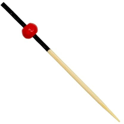 Monouso | 100 Pinchos de Bambú Decorados 7cm, Decorado Rojo y Negro, Palillos de Bambú, Cócteles, Aperitivos, Brochetas, Fiestas, Caterings, Bodas